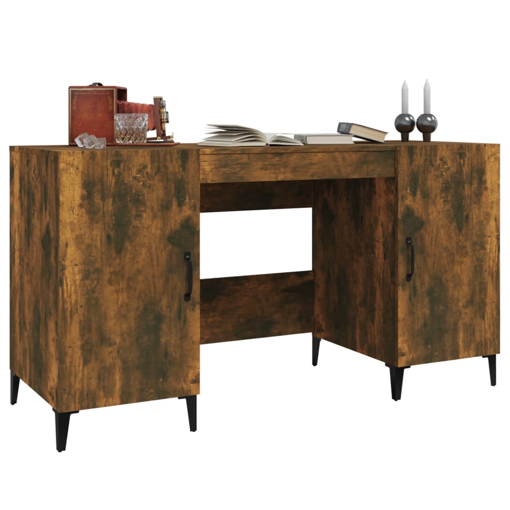 Desk 140x50x75 cm processed wood smoked oak color