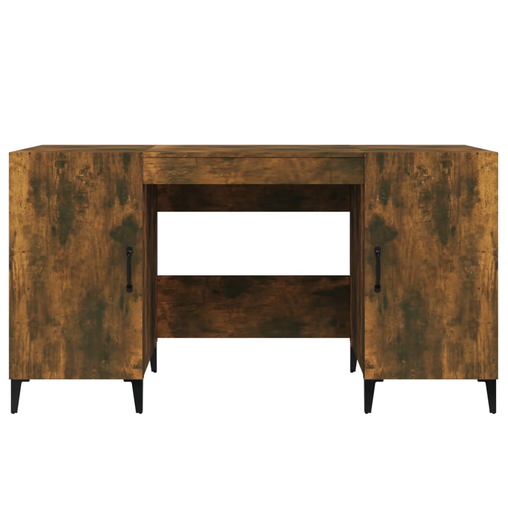 Desk 140x50x75 cm processed wood smoked oak color