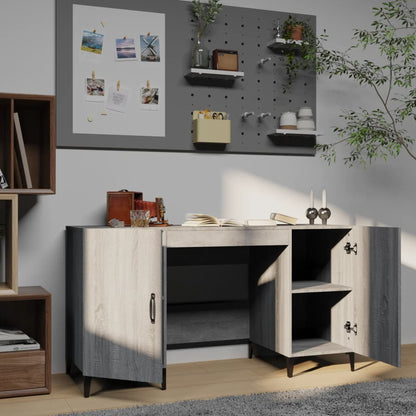 Bureau 140x50x75 cm bewerkt hout grijs sonoma eikenkleurig