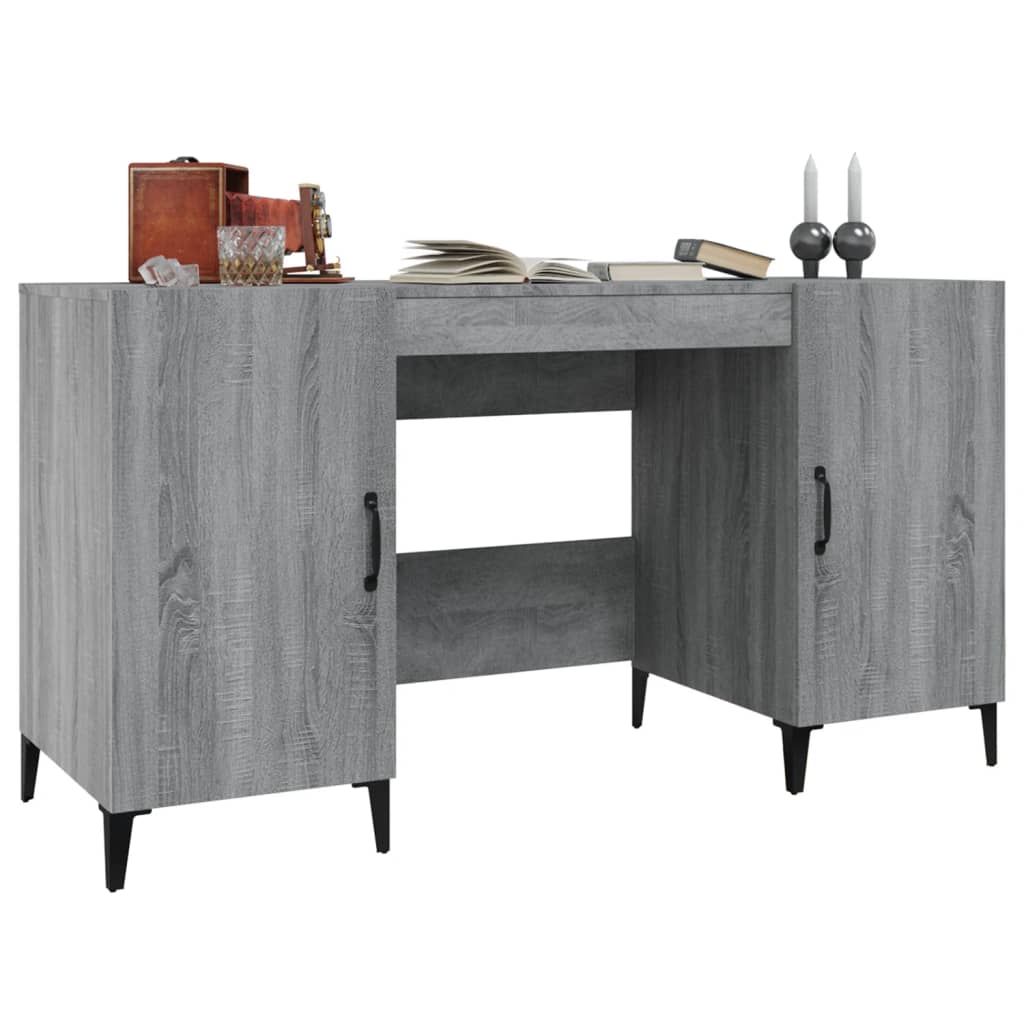 Bureau 140x50x75 cm bewerkt hout grijs sonoma eikenkleurig