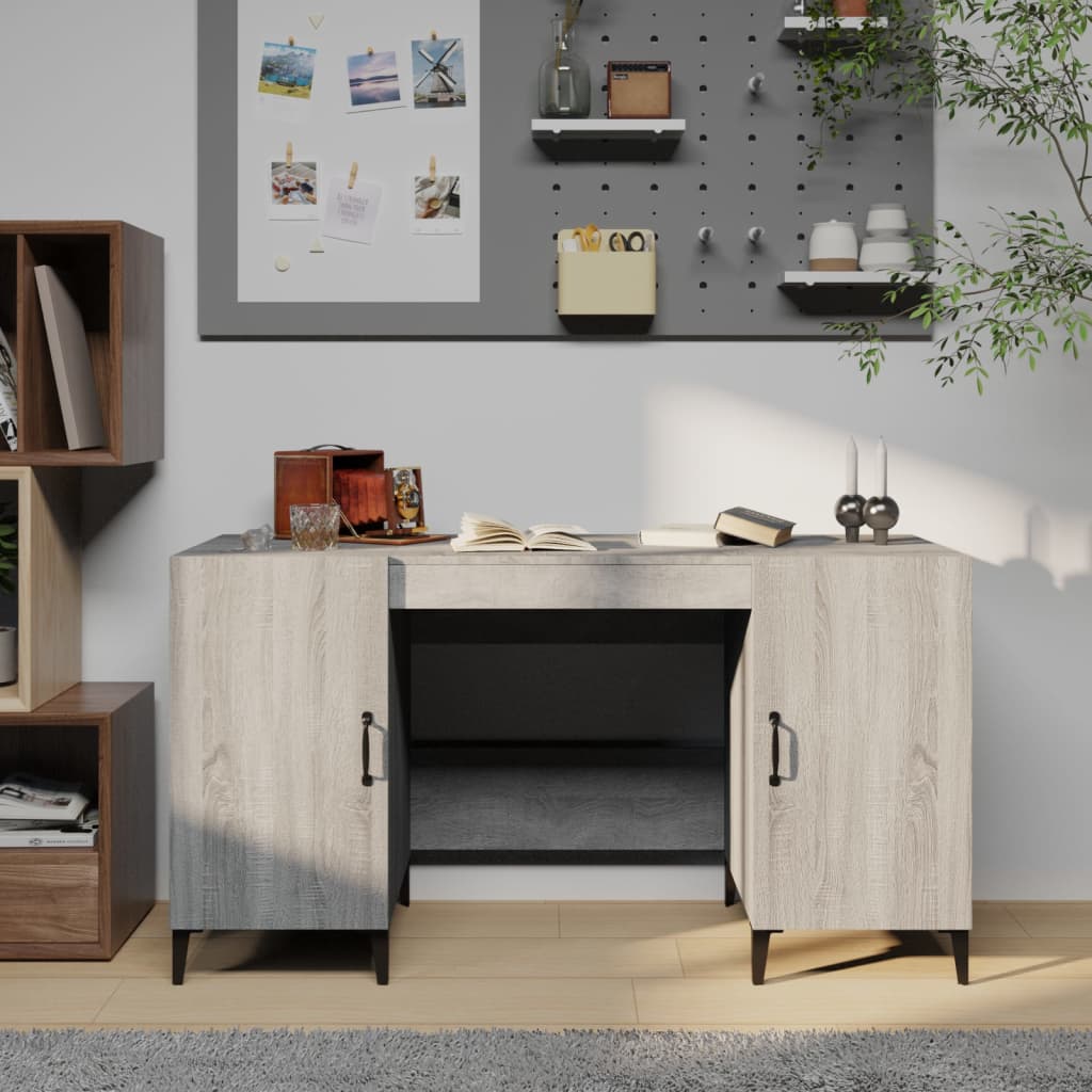 Bureau 140x50x75 cm bewerkt hout grijs sonoma eikenkleurig