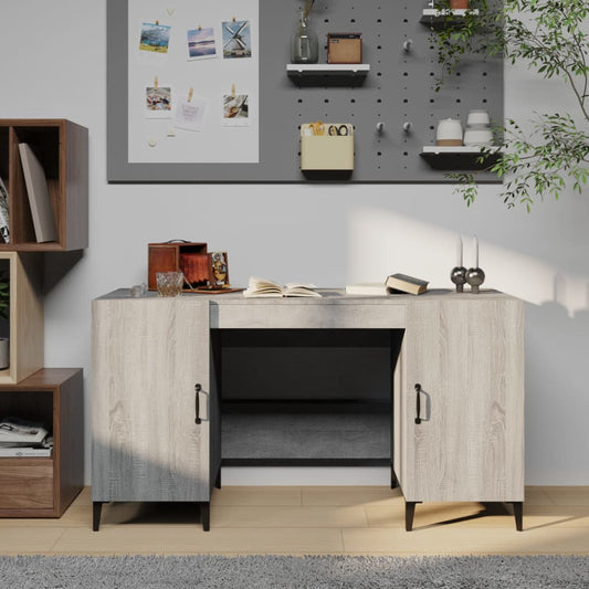 Bureau 140x50x75 cm bewerkt hout grijs sonoma eikenkleurig
