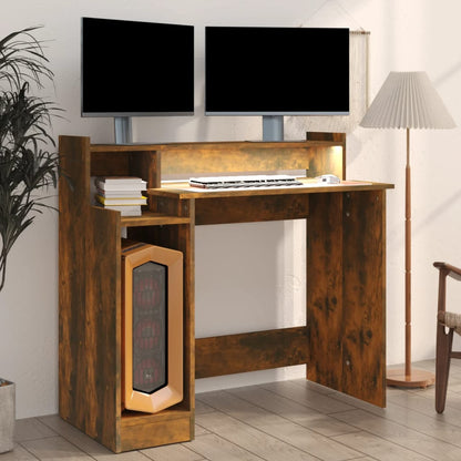 Desk with LED lighting 97x45x90 cm wood smoked oak color