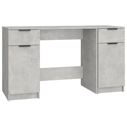Desk with side cabinet, processed wood, concrete gray