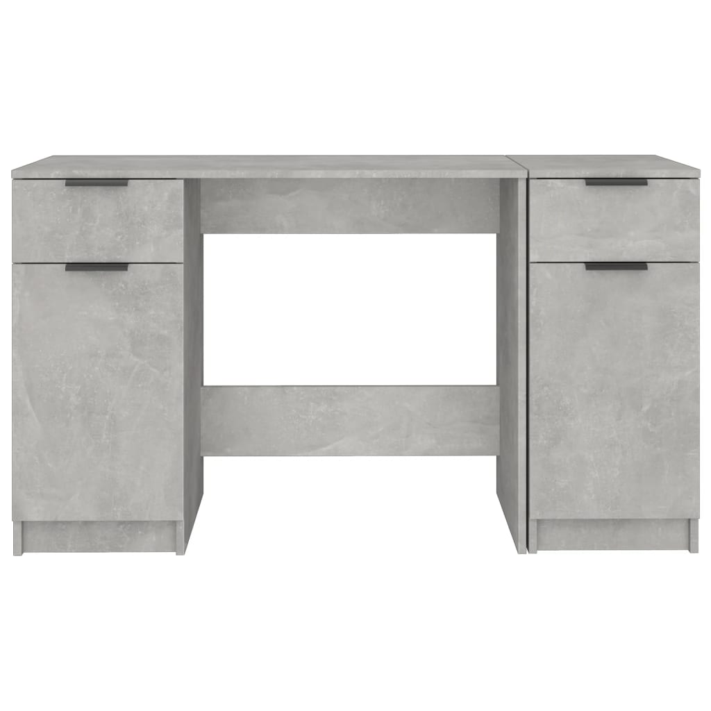 Desk with side cabinet, processed wood, concrete gray