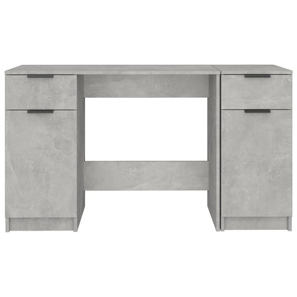 Desk with side cabinet, processed wood, concrete gray