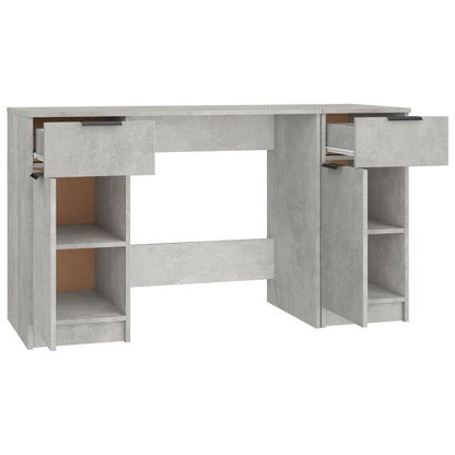 Desk with side cabinet, processed wood, concrete gray