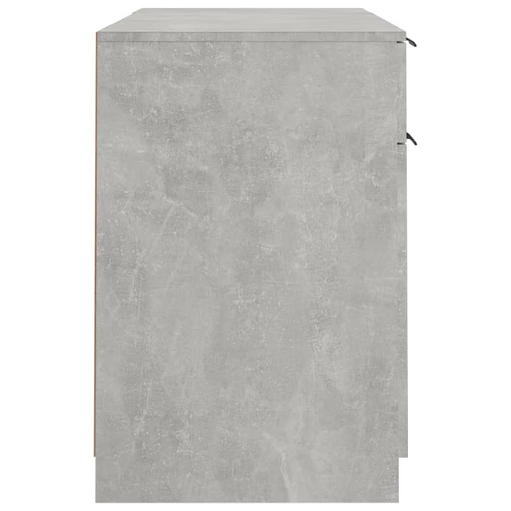 Desk with side cabinet, processed wood, concrete gray