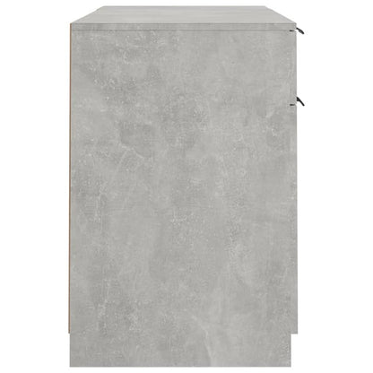 Desk with side cabinet, processed wood, concrete gray