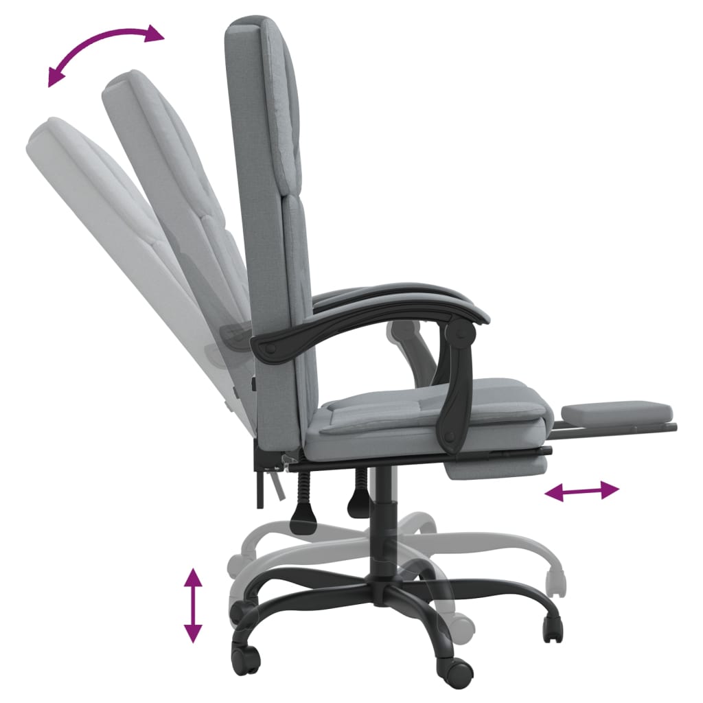 Office chair adjustable fabric light gray