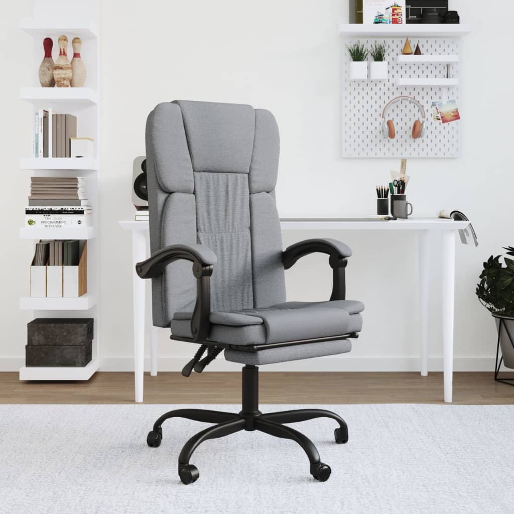 Office chair adjustable fabric light gray