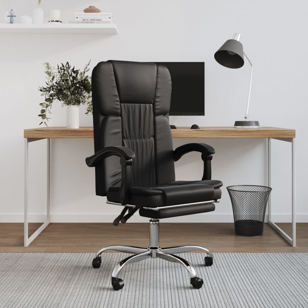 Office chair adjustable artificial leather black