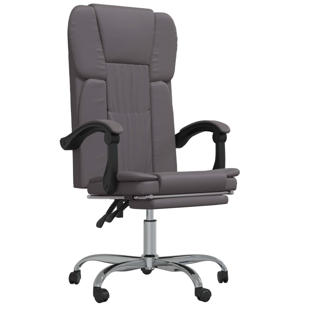 Office chair adjustable artificial leather grey