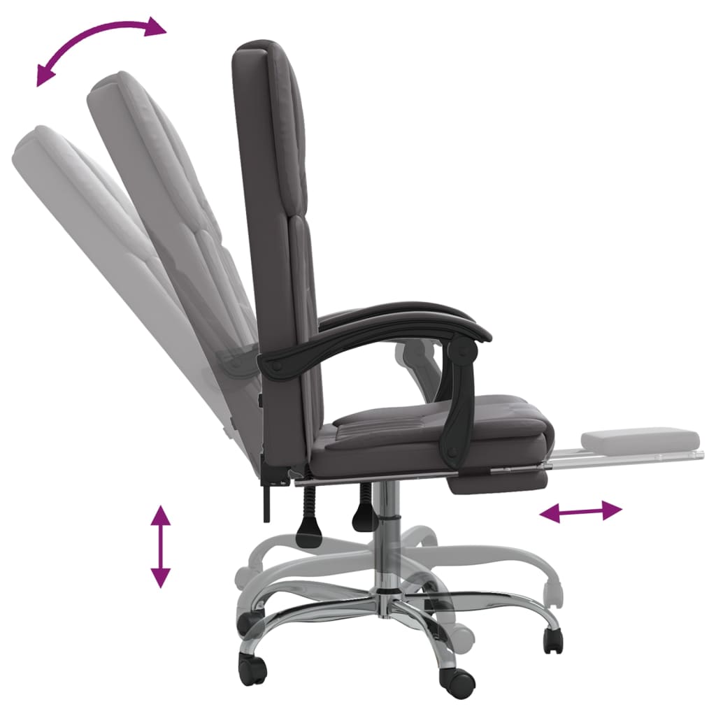 Office chair adjustable artificial leather grey