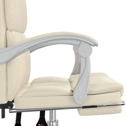 Kantoorstoel verstelbaar kunstleer crèmekleurig