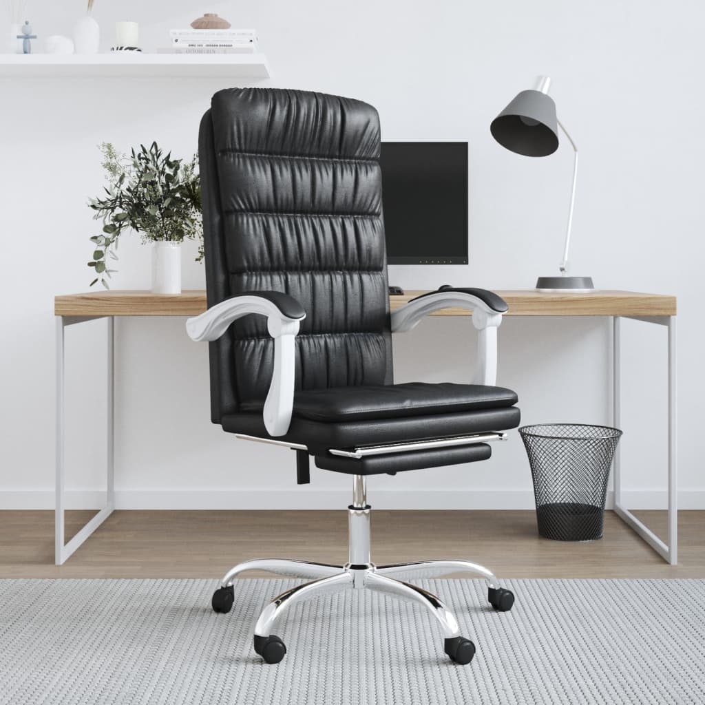 Office chair adjustable artificial leather black