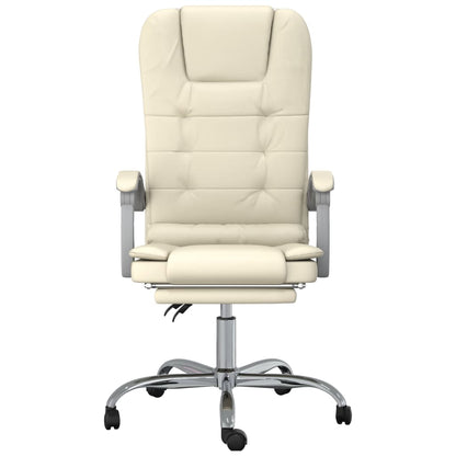 Kantoorstoel massage verstelbaar kunstleer crèmekleurig