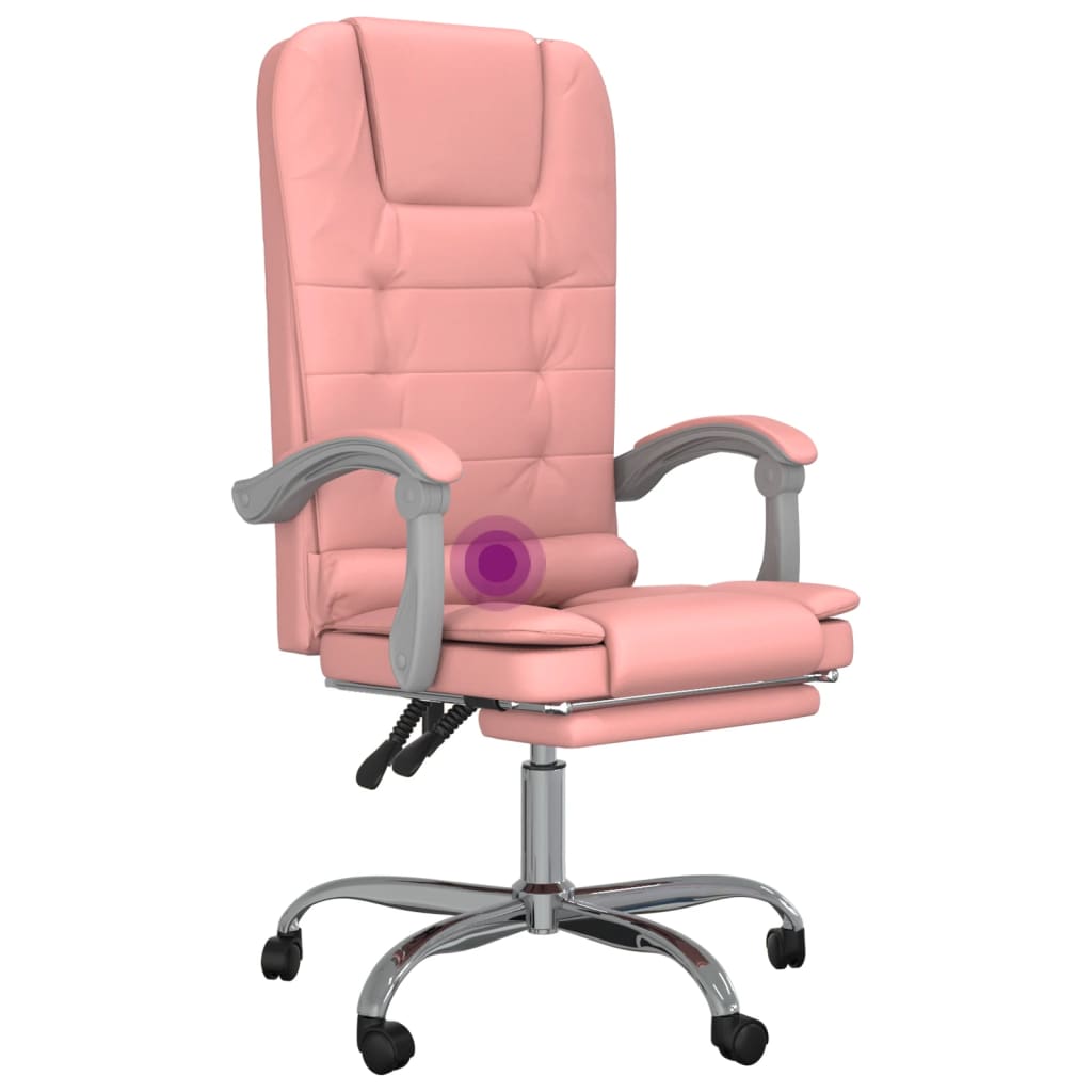 Office chair massage adjustable artificial leather pink
