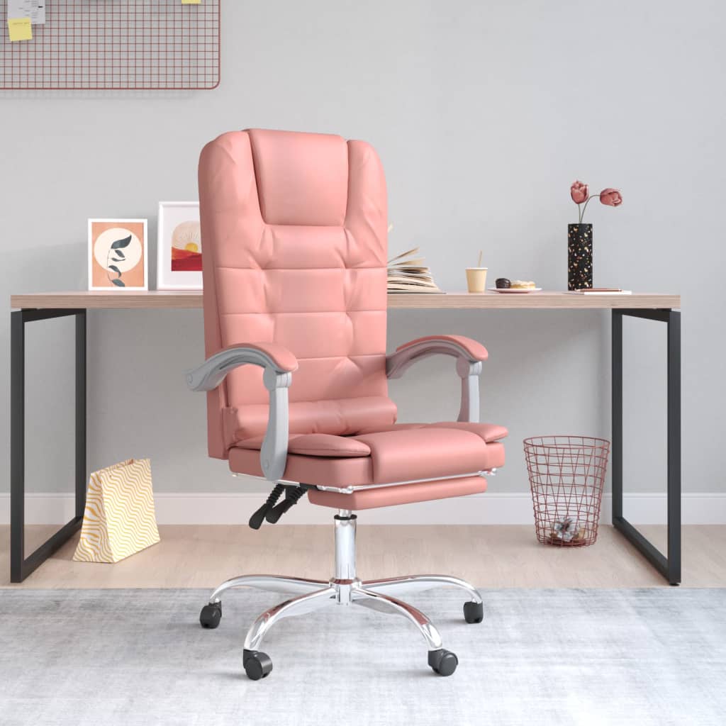 Office chair massage adjustable artificial leather pink