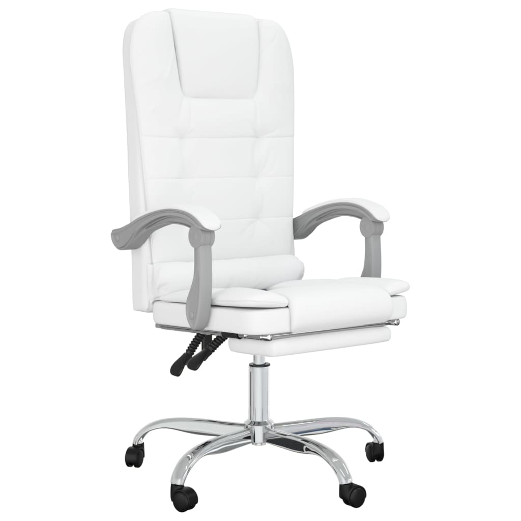 Office chair massage adjustable artificial leather white