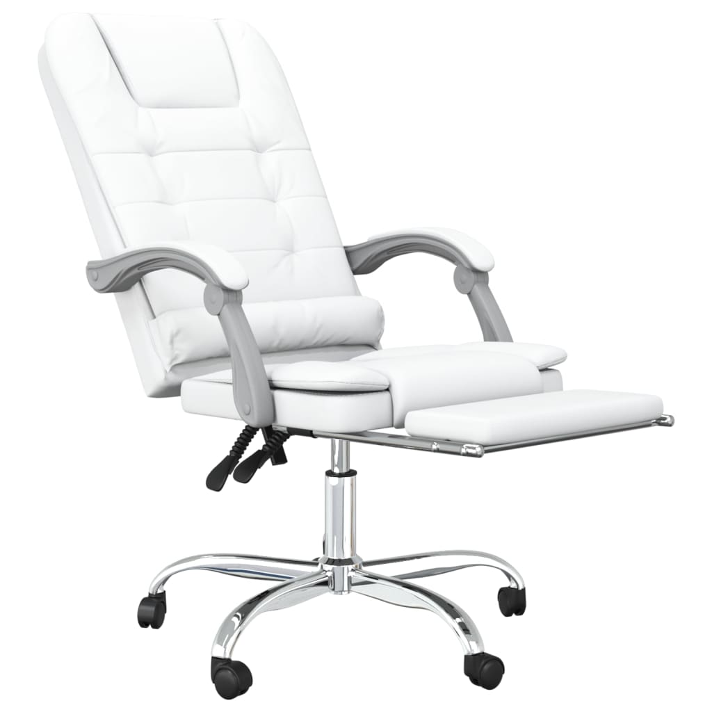 Office chair massage adjustable artificial leather white