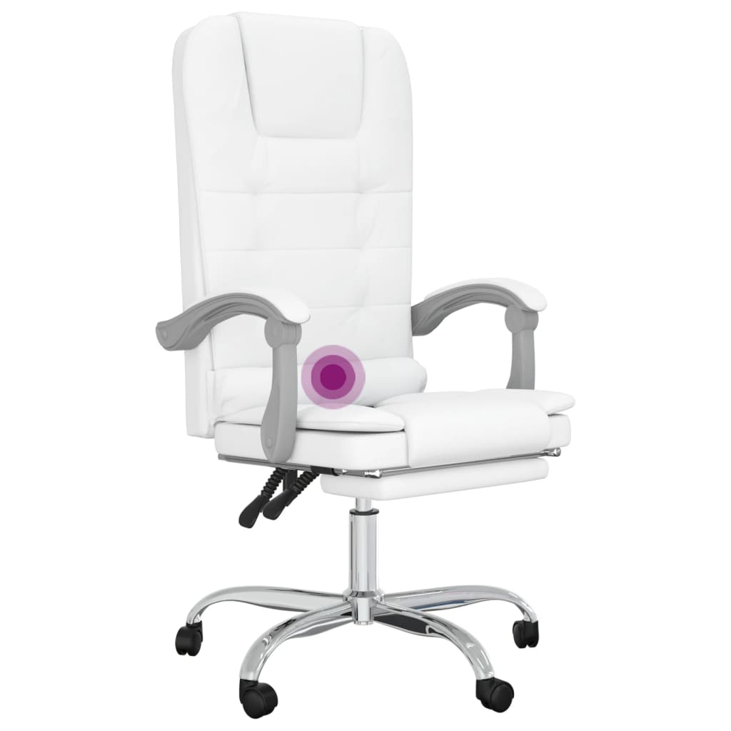 Office chair massage adjustable artificial leather white
