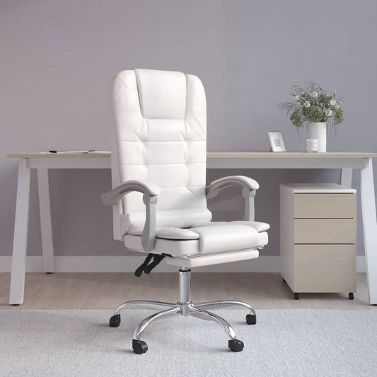 Office chair massage adjustable artificial leather white