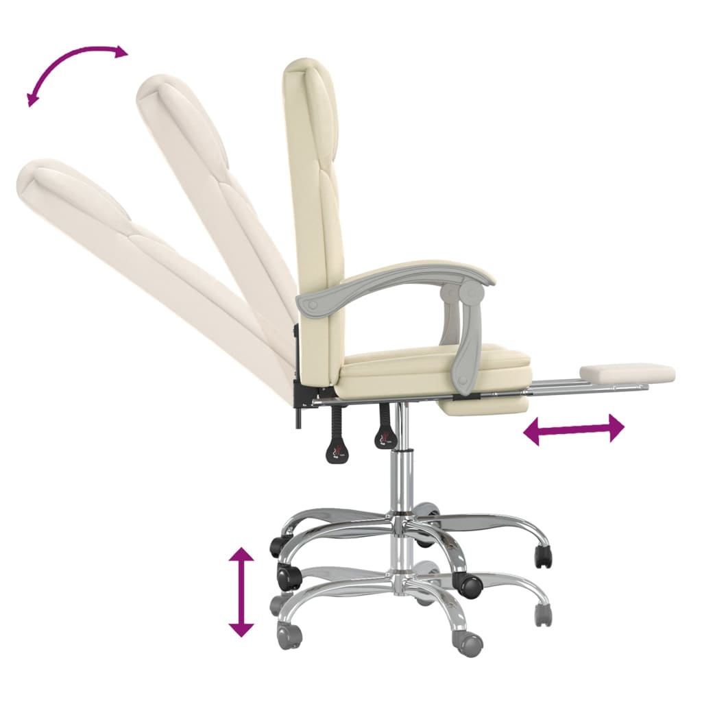 Kantoorstoel verstelbaar kunstleer crèmekleurig