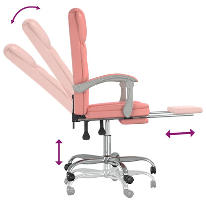 Office chair adjustable artificial leather pink