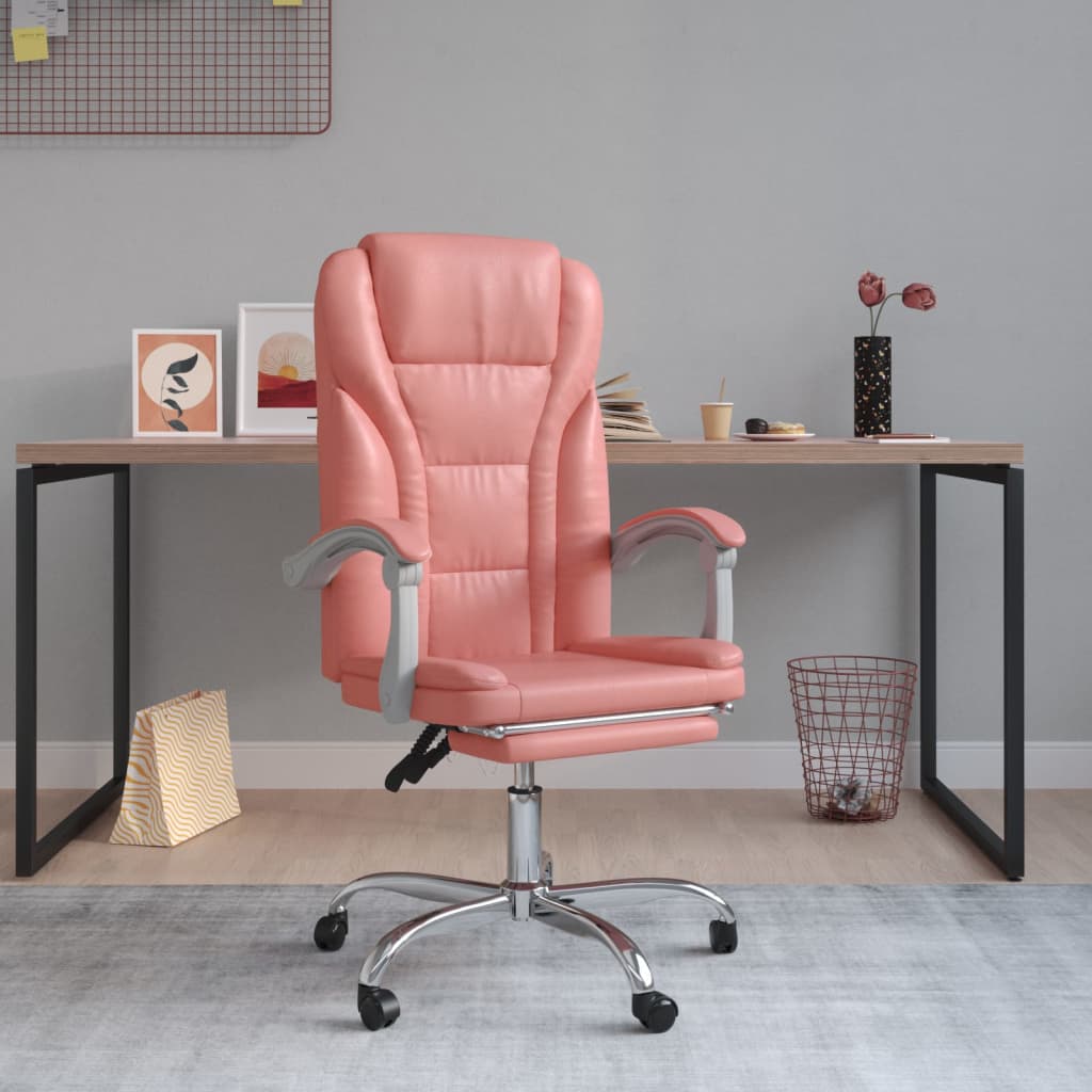 Office chair adjustable artificial leather pink