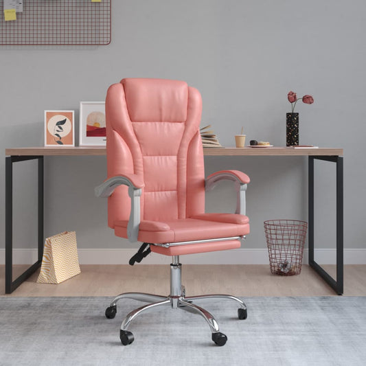 Office chair adjustable artificial leather pink