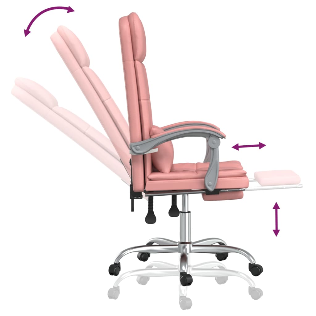 Office chair massage adjustable artificial leather pink