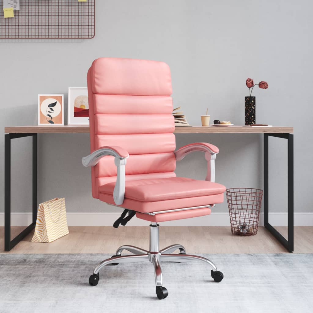 Office chair massage adjustable artificial leather pink