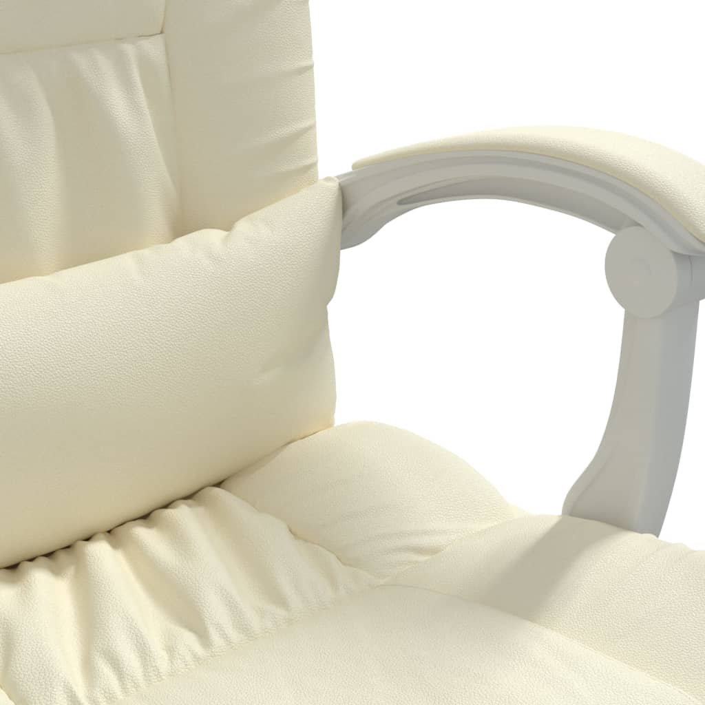 Kantoorstoel verstelbaar kunstleer crèmekleurig