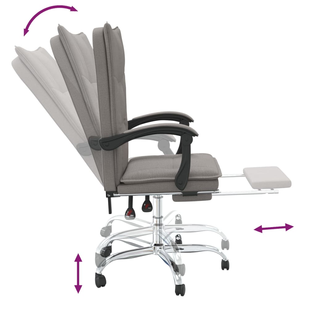 Kantoorstoel verstelbaar stof taupe