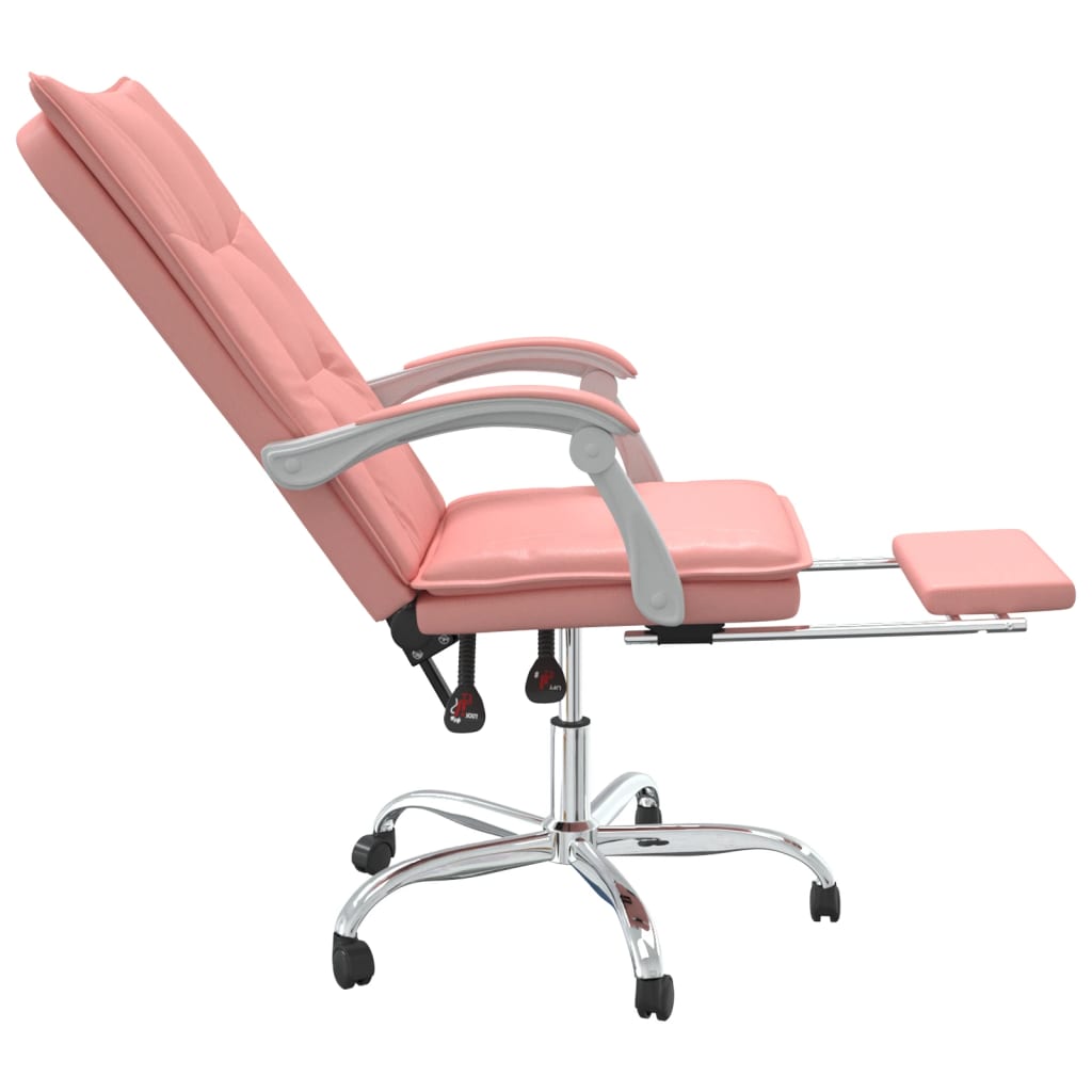 Office chair adjustable artificial leather pink