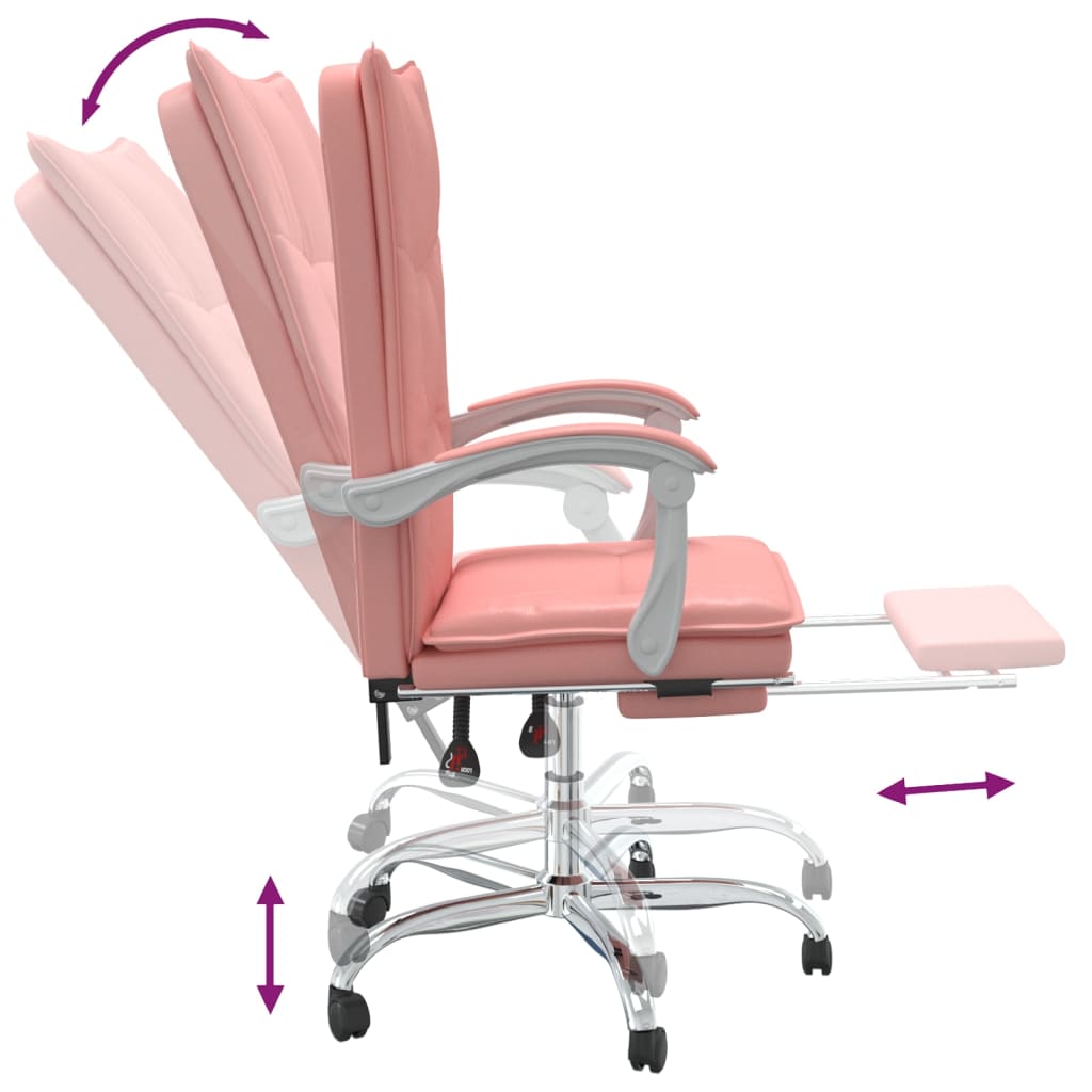 Office chair adjustable artificial leather pink