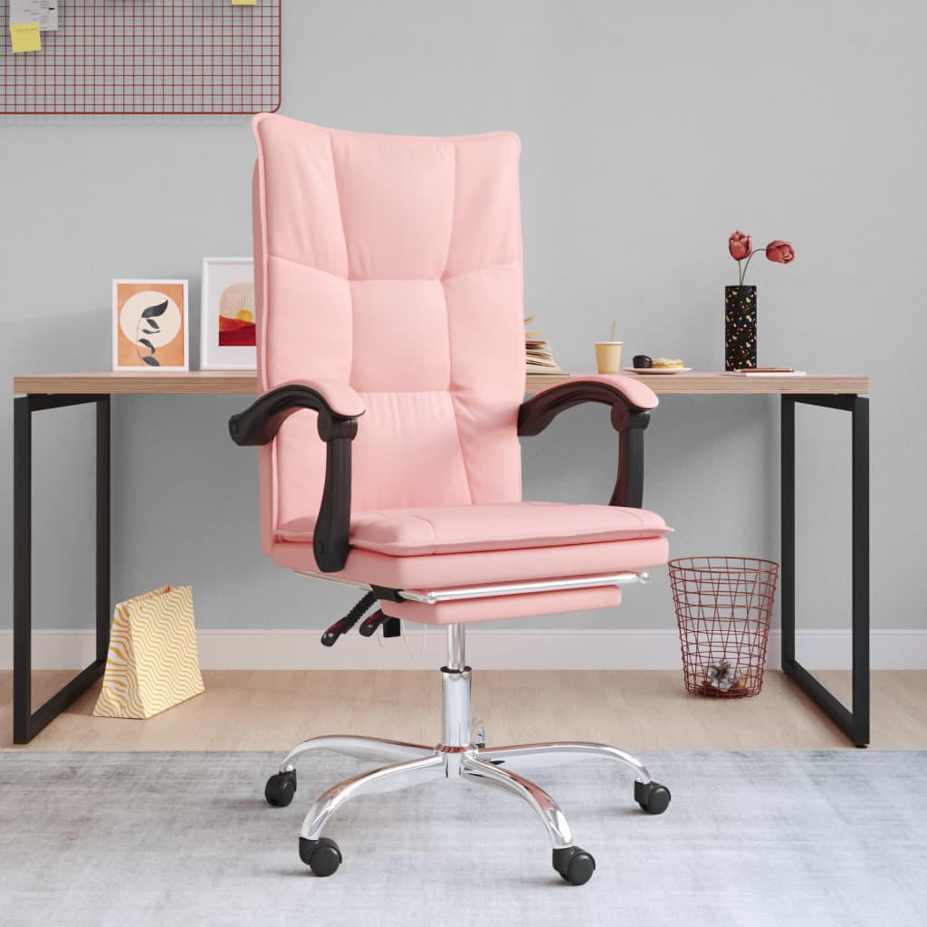 Office chair adjustable artificial leather pink