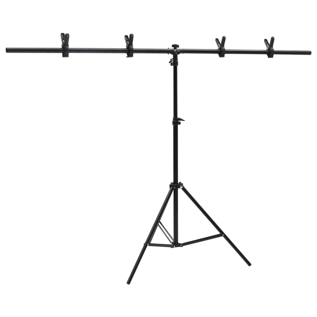 Achtergrondstandaard T-vormig 151x60x(70-200) cm zwart