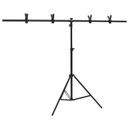 Achtergrondstandaard T-vormig 151x60x(70-200) cm zwart