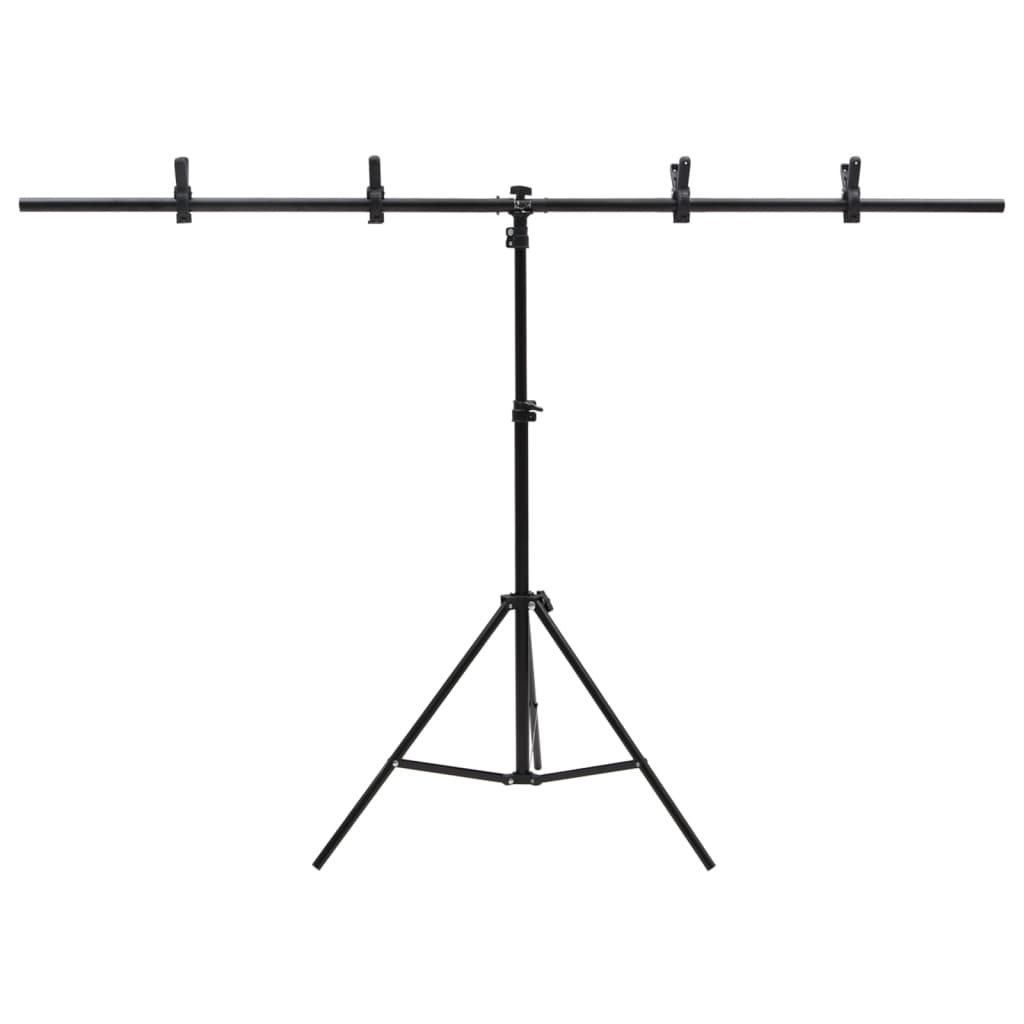 Achtergrondstandaard T-vormig 151x60x(70-200) cm zwart