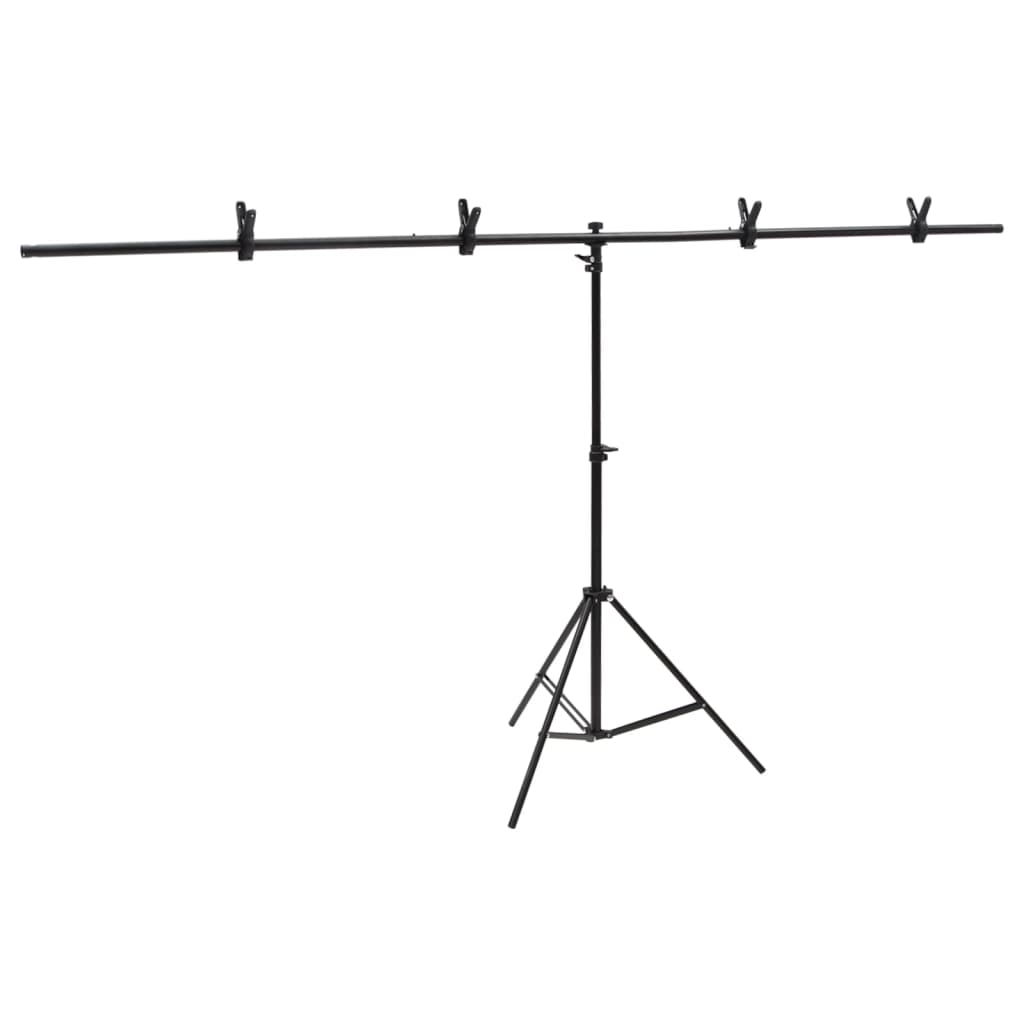 Achtergrondstandaard T-vormig 201x60x(70-200) cm zwart