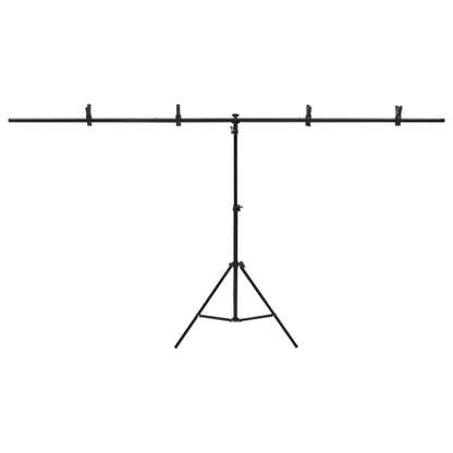 Achtergrondstandaard T-vormig 201x60x(70-200) cm zwart
