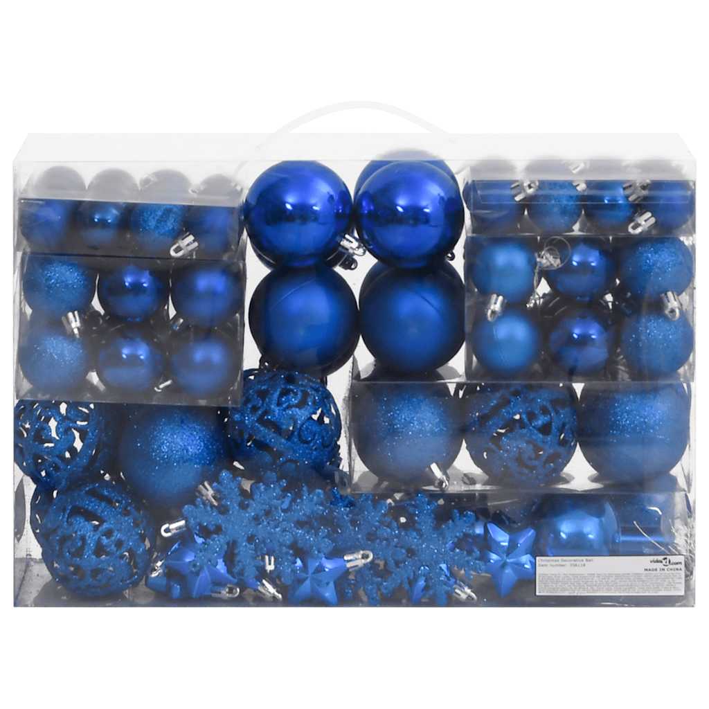 111-delige Kerstballenset polystyreen blauw