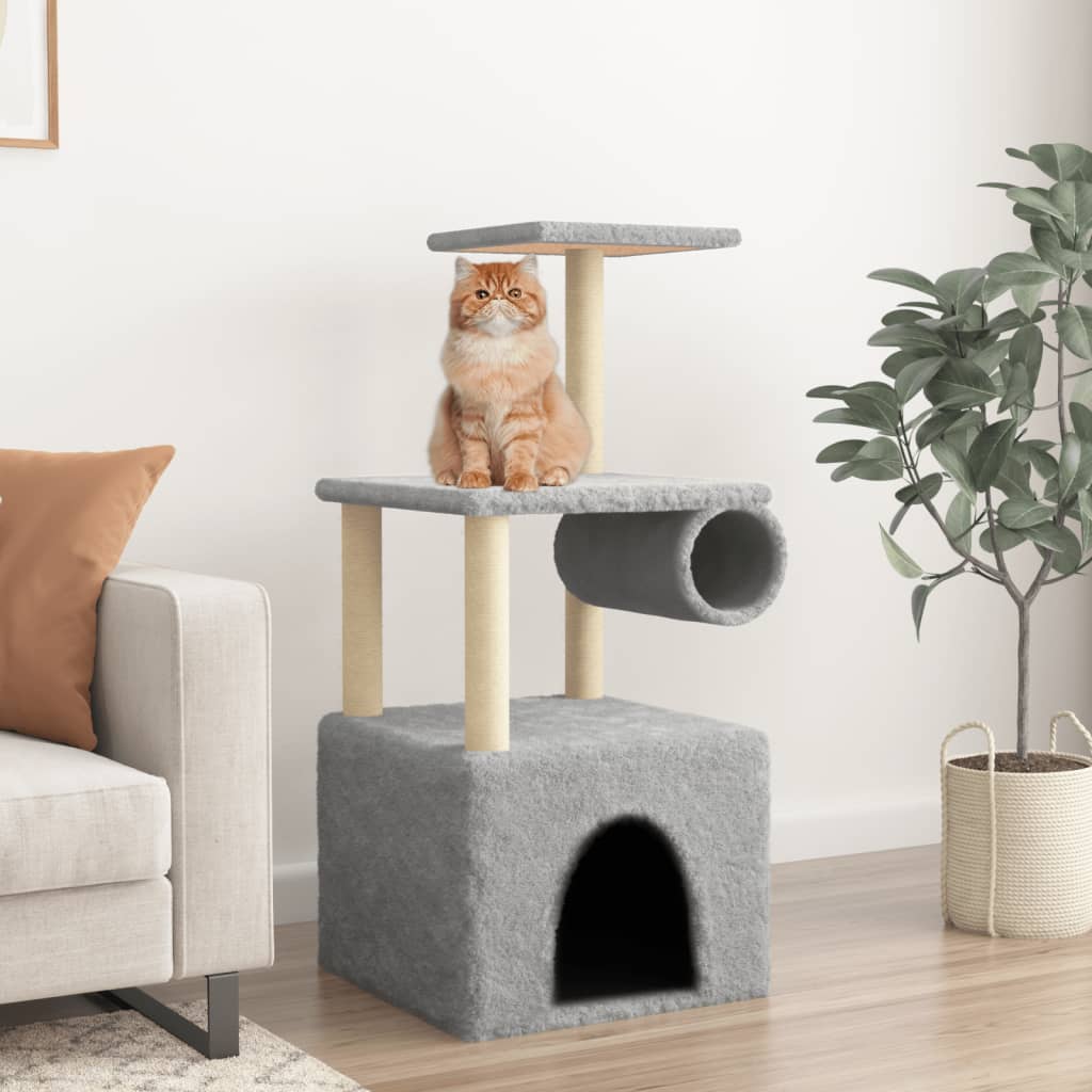 Cat furniture with sisal scratching posts 109.5 cm light gray