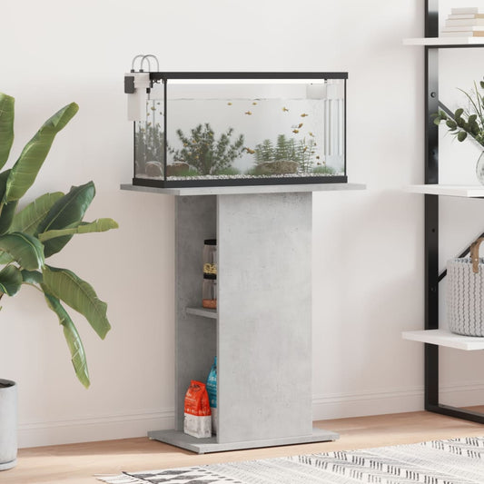 Aquarium stand 60.5x36x72.5 cm processed wood concrete gray