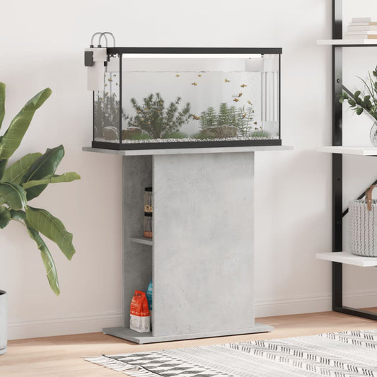 Aquarium stand 75x36x72.5 cm processed wood concrete gray