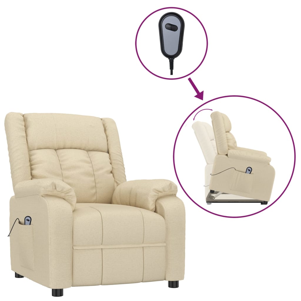 Sta-op-stoel stof crèmekleurig