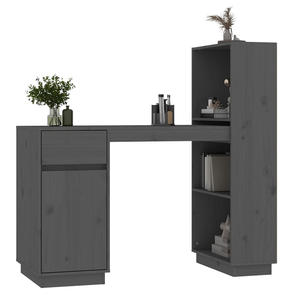 Desk 110x53x117 cm solid pine wood grey