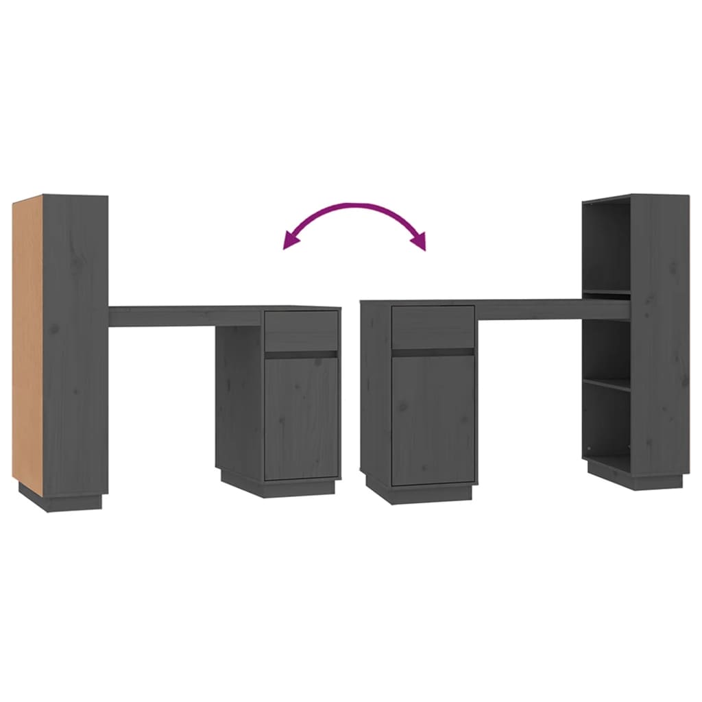 Desk 110x53x117 cm solid pine wood grey